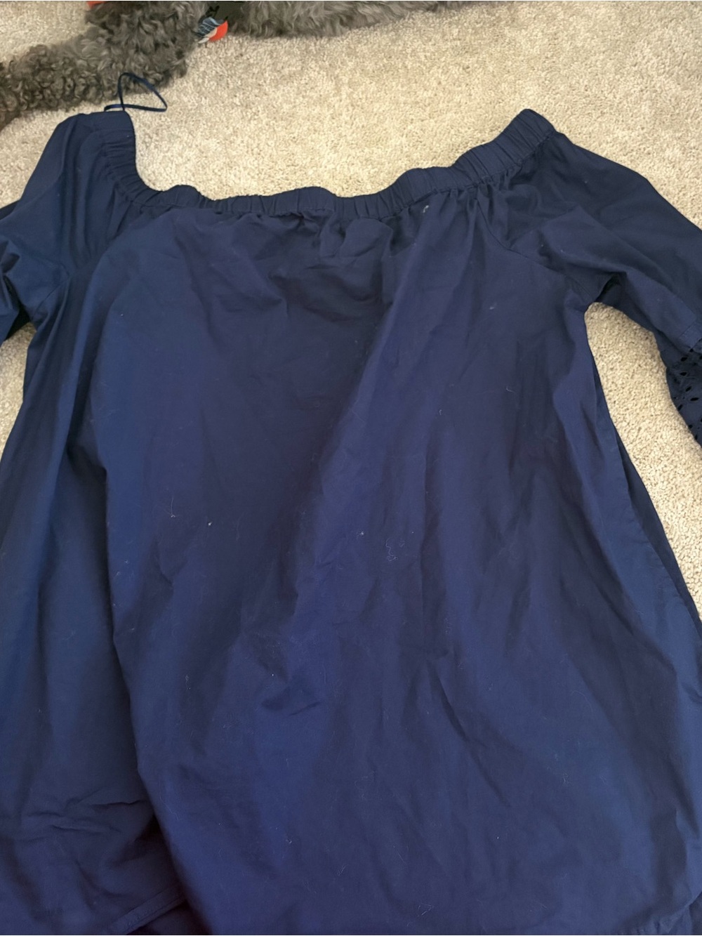 Motherhood Maternity Navy Off-the-Shoulder Peasant Blouse